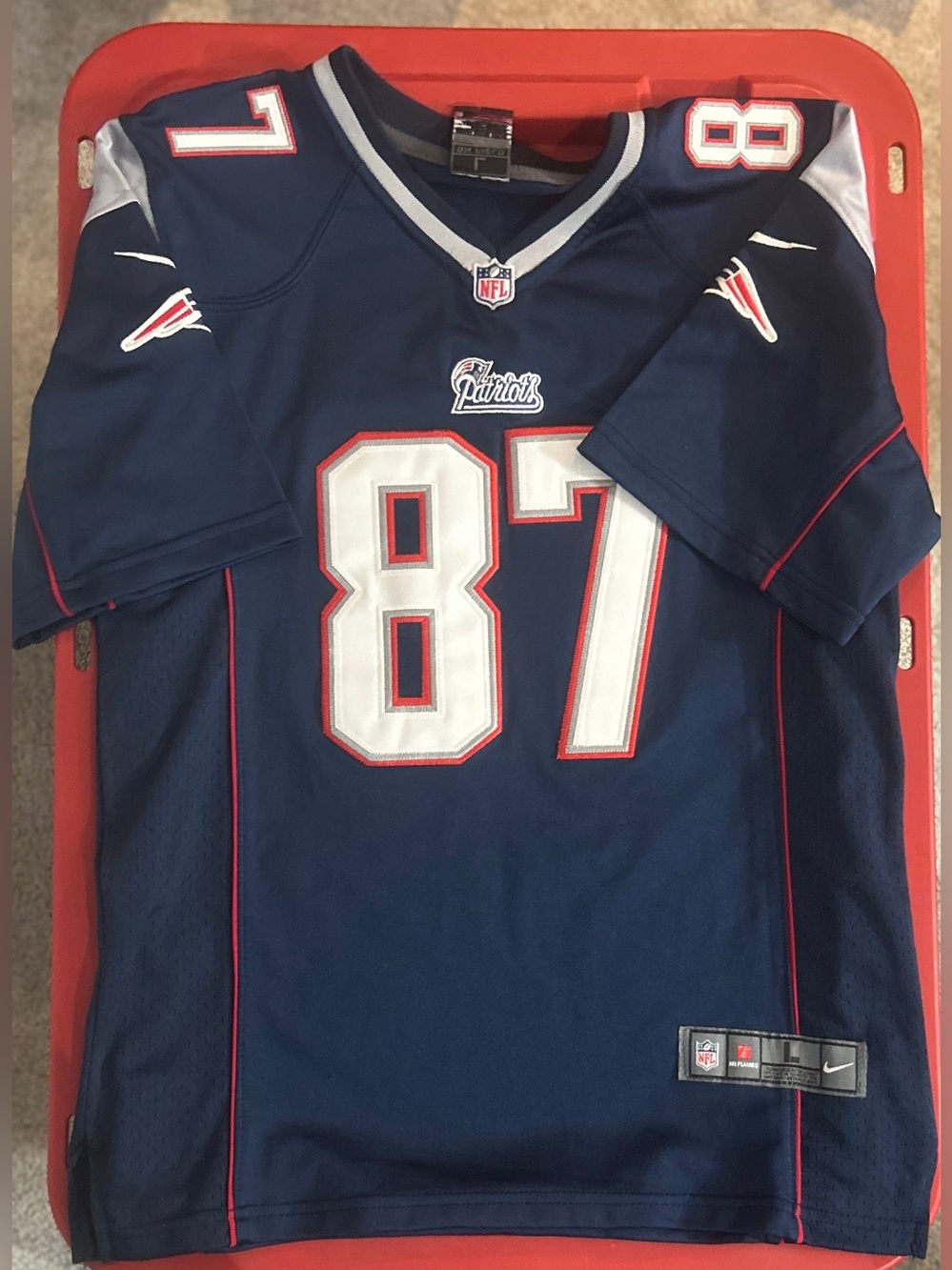 Kids NFL New England Patriots Navy Blue White Red #87 Jersey
